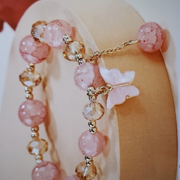 Butterfly Charm  Beated Bracelet - Picture 2 of 5